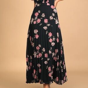Lulu's Navy and Pink Floral Maxi Dress